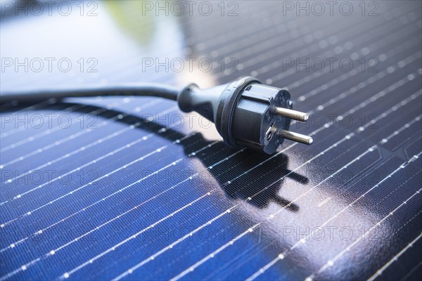 Schuko plug on a solar panel