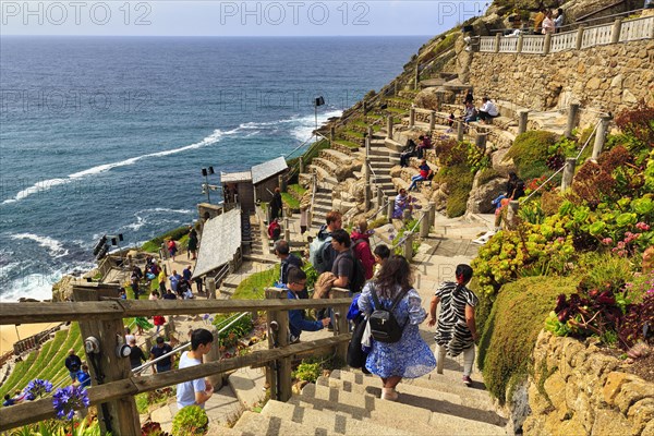 Visitors walking on stairs