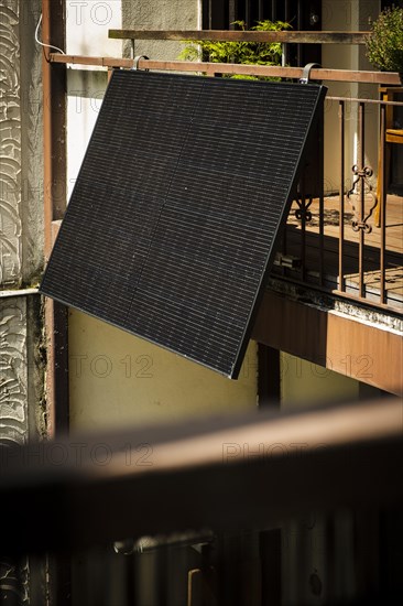 Solar panel in a backyard