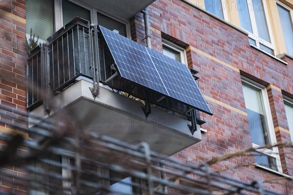 Balcony power plant on an apartment building in Duesseldorf