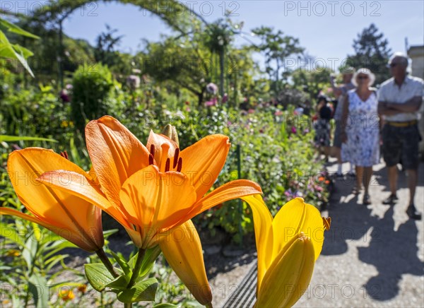 Elderly tourists visiting the garden at the home of Impressionist painter Claude Monet in Giverny