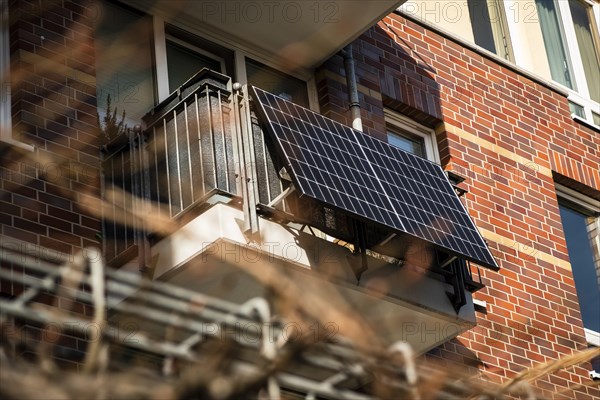 Balcony power plant on an apartment building in Duesseldorf