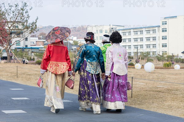Elderly ladies in traditional dress