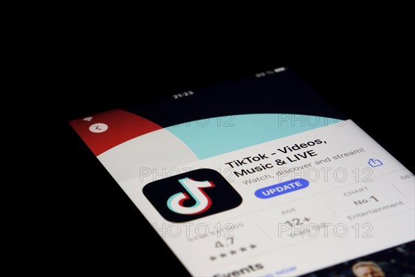 Detailed view of a smartphone with TikTok app in the iPhone App Store