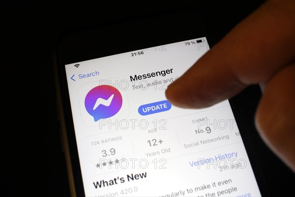 Detailed view of a smartphone with Facebook Messenger app in the iPhone App Store