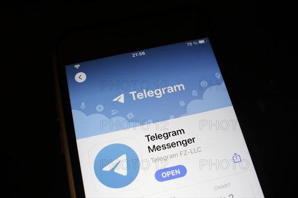 Detailed view of a smartphone with Telegram app in the iPhone App Store