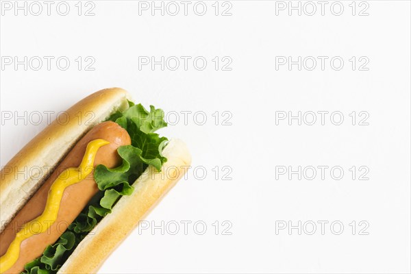 Flat lay hotdog with copyspace