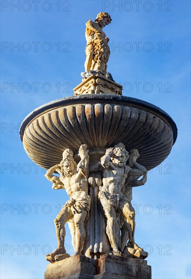 Samson Fountain at Premysl Otakar II Square in the historic old town of Ceske Budejovice