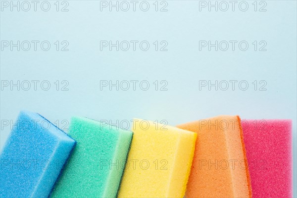 Colorful sponges with copy space