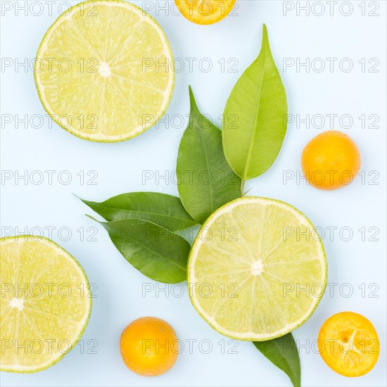 Top view organic lime slices table