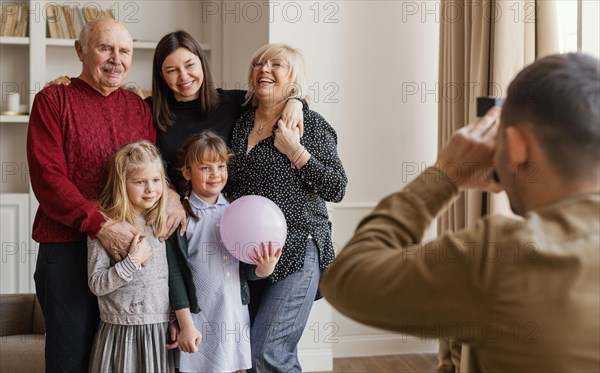 Close up man taking family s