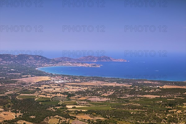Wide view of the bay of Calvi on the northwest coast of Corsica France Europe