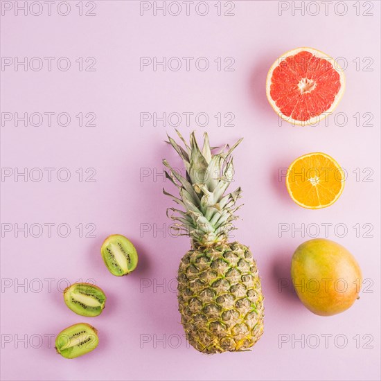 Top view tropical fruits