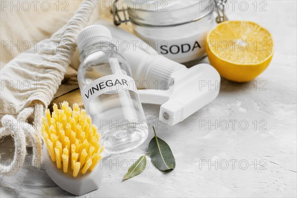 High angle eco friendly cleaning brushes with vinegar lemon