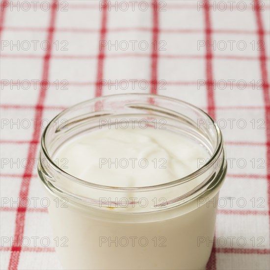 White yogurt jar tablecloth
