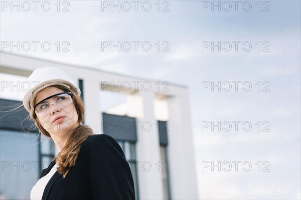 Young woman hardhat