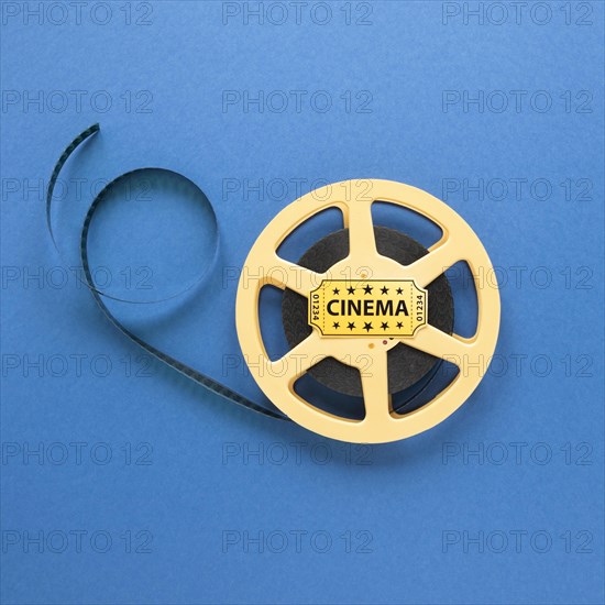 Cinema movie reel blue background