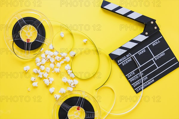 Composed clapboard with reels