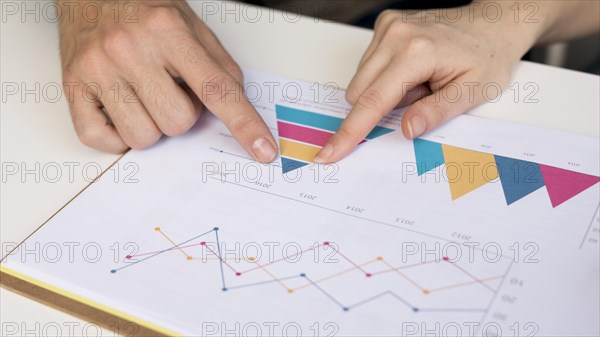 Close up colleagues analysing business chart