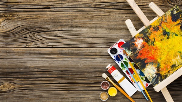 Copy space wooden background paint