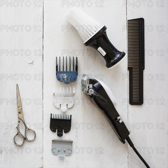 Hairdressing equipment white background