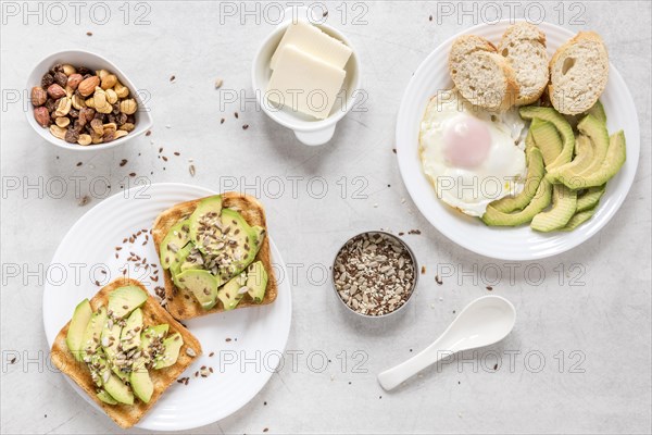 Toast with avocado fried egg