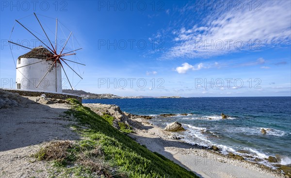 Cycladic windmill on the coast