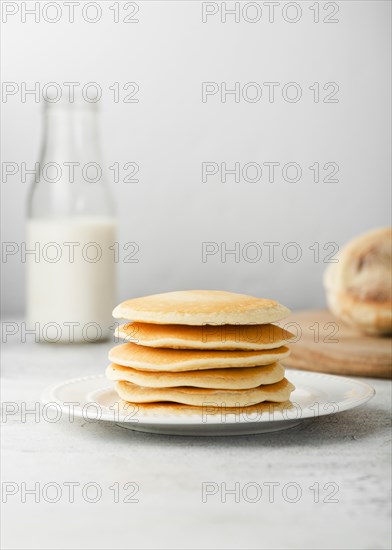 Front view set plain pancakes