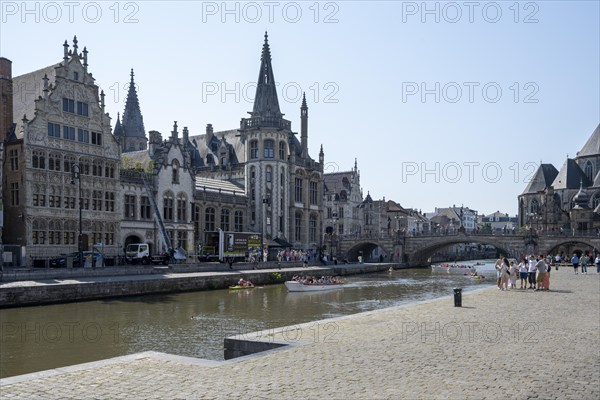 Medieval Guild Houses of the Graslei Quay on the River Leie