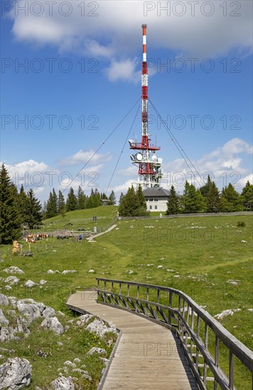 Hiking trail with radio relay station Schoeckl