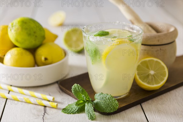 Glass with lemonade mint