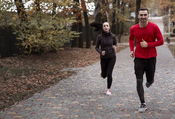 People running outdoors full shot