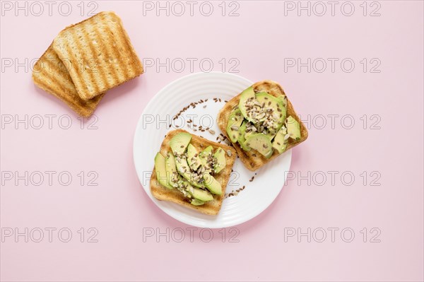 Plate with avocado toast