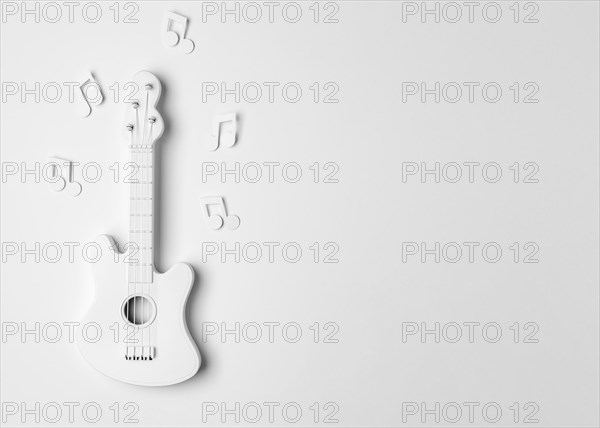 Top view white guitar arrangement with copy space