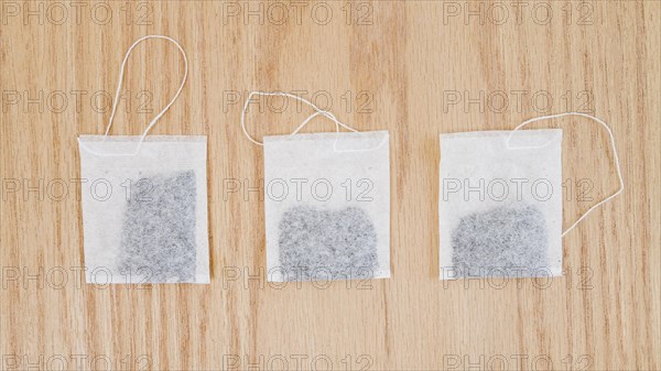 Top view tea bags line