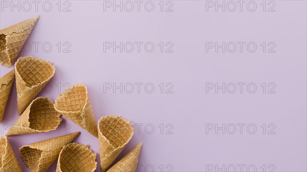 Empty short waffle ice cream cones