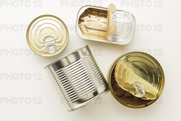 Various cans with food sauces