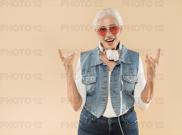 Cool senior woman with sunglasses