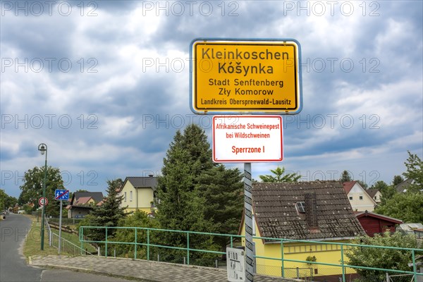 Place-name sign at the Senftenberg district of Kleinkoschen