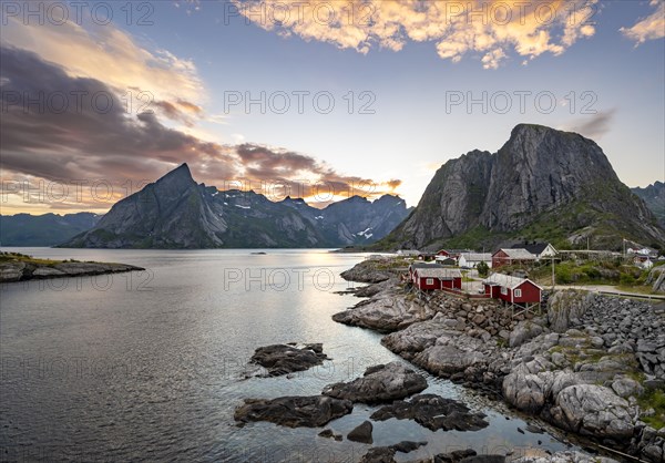 Red wooden huts