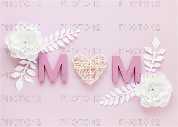 Top view flowers m letters