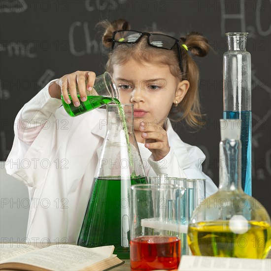 Girl laboratory doing tests