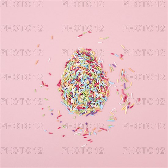 Egg made colorful sprinkles table