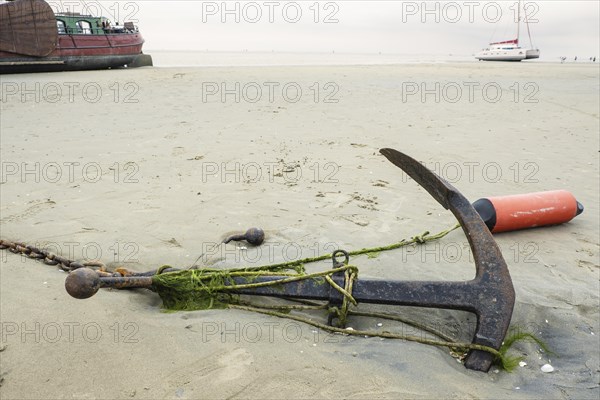 Beach with boats at West on the North Sea island of Terschelling