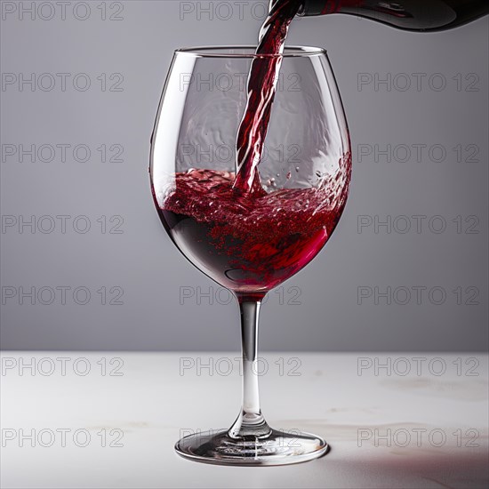 Wine is poured into elegant wine glasses