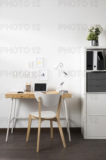 Neat tidy workspace with tablet desk