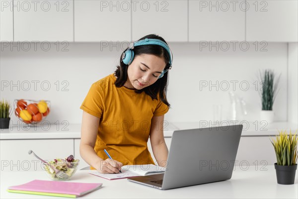 Woman attending online class