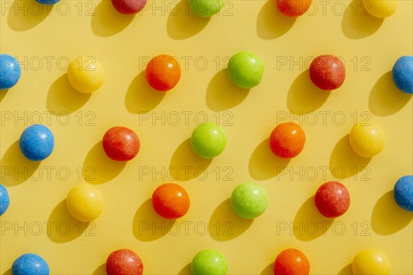 Top view color arranged jellybeans