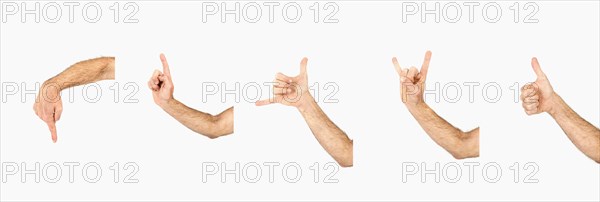 Crop hands with various gestures