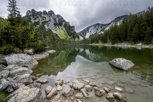 Mountain peak reflected in a mountain lake